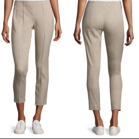 THEORY Alettah Ainsley Checkered Cropped Pants Zip Bottoms - Picture 6 of 6